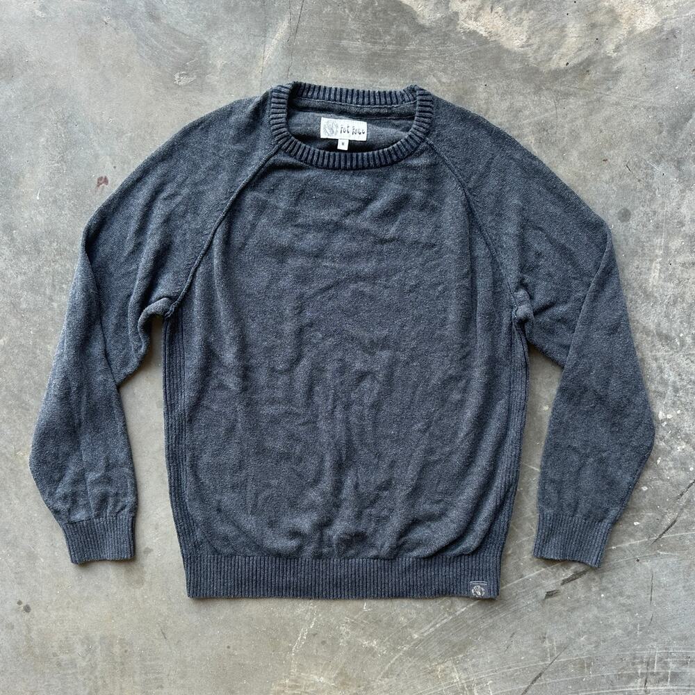 Fat Face Crew Neck Jumper Sweater Men's M Gray Charcoal Cotton Long Sleeve